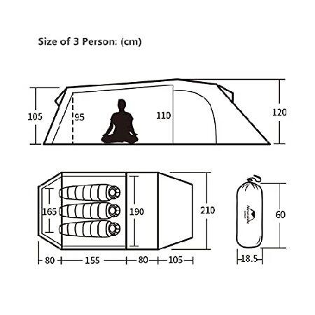 【未使用】Naturehike公式ショップ テント 3人用 広い前室　トンネル型 Amazon.co.jp: Naturehike公式ショップ テント 3人用 広い前室