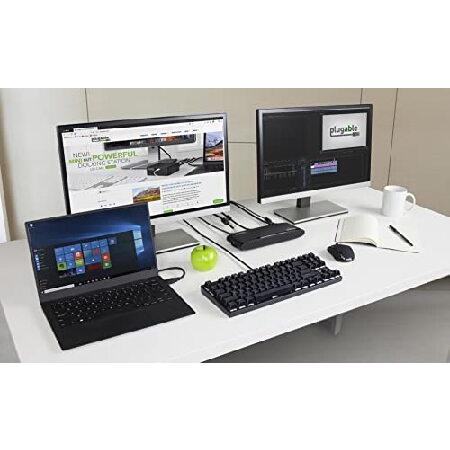 【並行輸入品】 Plugable USB3.0 ドッキングステーション 横置き Windows および Mac 用 - デュアルモニター HDMI DVI VGA ポート ギガビット イーサネット