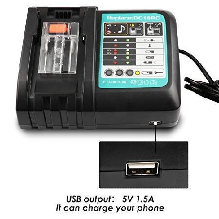 Batteriol DC18RC 18V Battery Charger Replacment for Makita 18V Lithium ion Battery with LED Indicator, Compatible with Makita 14.4V - 18V Lithium-ion｜olg｜02