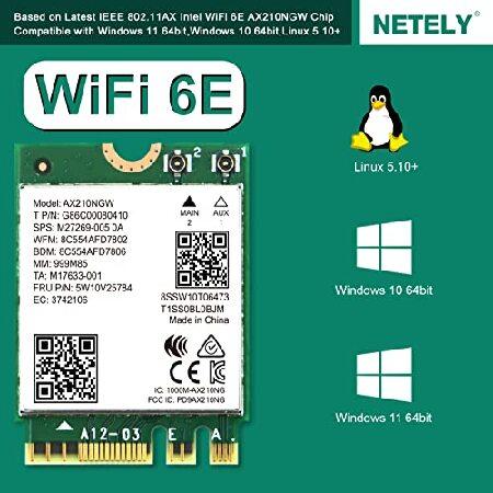 NETELY 802.11AX WiFi 6E AX210NGW NGFF M2インターフェース WiFiカード-WiFi 6E 5400Mbps (2.4GHz 574Mbps 5GHz 2400Mbps 6GHz 2400Mbps) ネットワ(並行輸入品)｜olg｜03