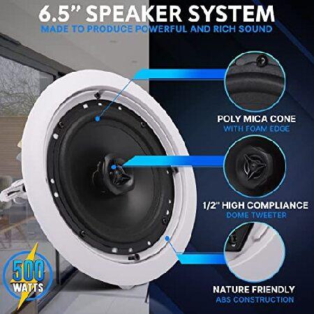 Pyle Ceiling and Wall Mount Speaker-6.5” 2-Way 70V Audio Stereo Sound Subwoofer Sound with Dome Tweeter,500 Watts,in-Wall＆in-Ceiling Flush Design fo｜olg｜03