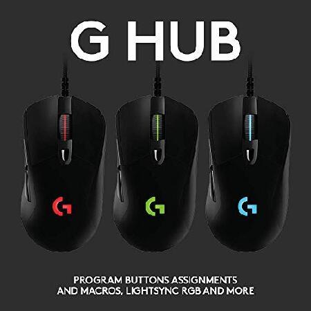 【並行輸入品】 Logitech G403 Hero 25K Gaming Mouse， Lightsync RGB， Lightweight 87G+10G optional， Braided Cable， 25， 600 DPI， Rubber Side Grips， Black