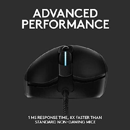 【並行輸入品】 Logitech G403 Hero 25K Gaming Mouse， Lightsync RGB， Lightweight 87G+10G optional， Braided Cable， 25， 600 DPI， Rubber Side Grips， Black