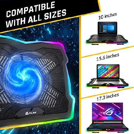 ノートPCクーラー RGB 冷却パッド USBハブ付き LED表示 美品 並行輸入品】 KLIM Ultimate - LED リム付き RGB ノートパソコン冷却 PC用ファン・クーラー