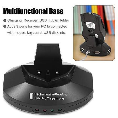 旬新作続々入荷 Wireless Rechargeable Mouse with Charging Dock Stand， 2.4GHz 3-Port USB Hubs Cordless Mice， for PC Laptop Keyboard USB Disk(Black )(並行輸入品)