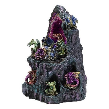 Ebros Medieval Renaissance 12 Colorful Miniature Dragons In Faux Crystal Cave Rock Geode Lair with Color Changing LED Night Light Display (並行輸入品)｜olg｜03