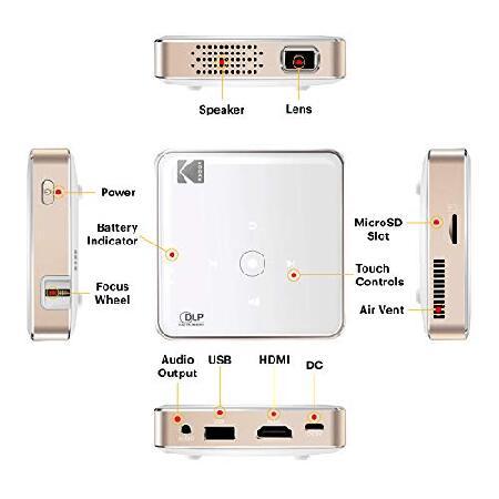 【並行輸入品】 KODAK Ultra Mini Portable Projector | HD LED DLP Rechargeable Pico Projector - 100” Display - Includes Soft Caseの画像