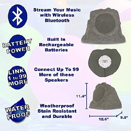 小島良太 Theater Solutions by Goldwood B63GR Wireless Rechargeable Bluetooth Outdoor 6.5 Inch Rock Speaker System - Slate Gray， Set of 2， 200 Watts(並行輸入品)