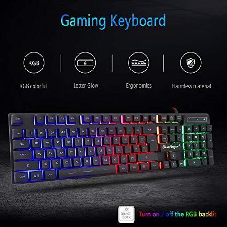 【並行輸入品】 BlueFinger RGB ゲーム用キーボードとバックライト付きマウスコンボ USB有線バックライトキーボード LEDゲーム用キーボードマウスセット_2