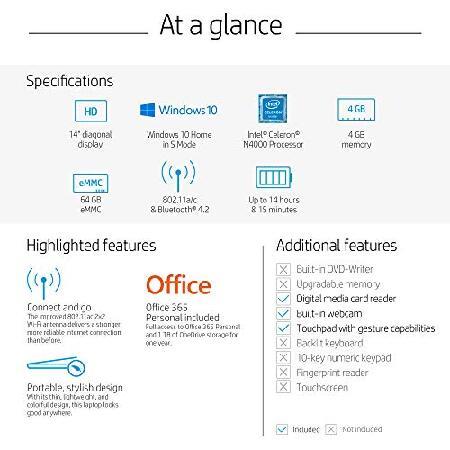 【並行輸入品】 HP Stream 14-inch Laptop, Intel Celeron N4000, 4 GB RAM, 64 GB eMMC, Windows 10 Home in S Mode (14-cb159nr, Jet Black)_4