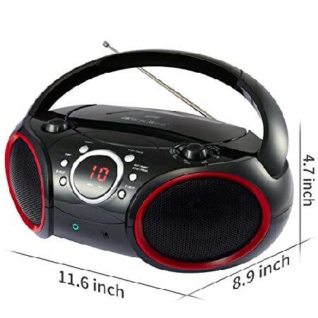 SINGING WOOD Portable CD Player AM FM Analog Tuning Radio with Aux Line in, Headphone Jack, Foldable Carrying Handle (Black with a Touch o(並行輸入品)｜olg｜05