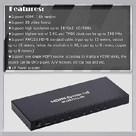 ディスプレイオーディオ　HDMI出力　スプリッター付き 並行輸入品】 1 x 8 HDMIスプリッター in 出力 オーディオビデオ