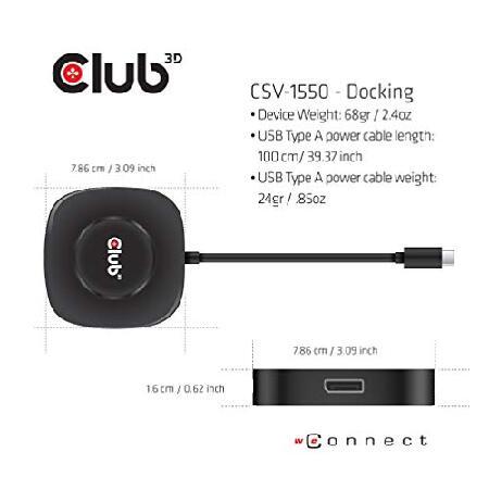 【並行輸入品】 Club3D USB Typ C 3.2 Gen 1 Multi Stream Transport MSTハブ DisplayPort 1.4 トリプル モニタ Triple Monitor（CSV-1550）_4