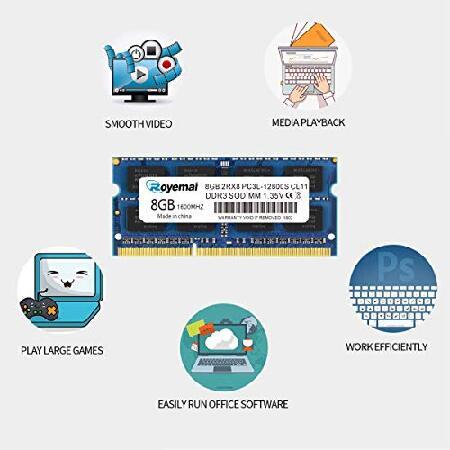 並行輸入品】 8GB DDR3 RAM 1600 PC3L-12800S DDR3L Sodimm 2Rx8 1.35V