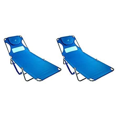 【良好品】 Chaise Sunbathing Down Face Lounger Comfort Ostrich Lounge (並行輸入品) (2 Chair, Beach アウトドアチェア