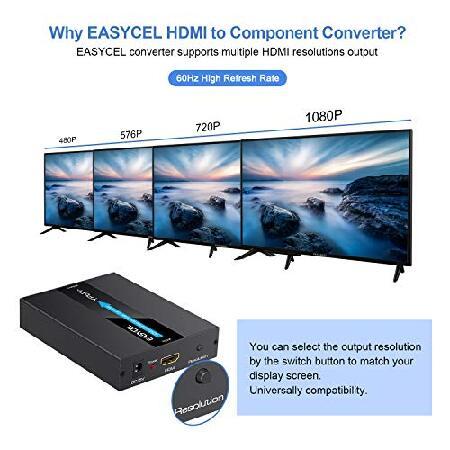 【並行輸入品】 EASYCEL HDMI to Component Converter with Scaler Function， Aluminum 1080P HDMI to YPbPr Converter