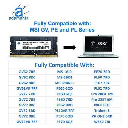 新千歳空港 Adamanta 16GB (1x16GB) Compatible for MSI GE， GF， GL， GV， PE， PL Series DDR4 2400Mhz PC4-19200 SODIMM 2Rx8 CL17 1.2v Laptop Notebook Memor(並行輸入品)