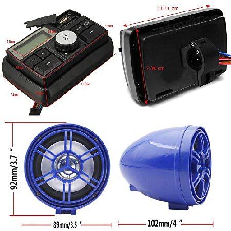 限定配送 12V Radio 3 inch Motorcycle ATV UTV Golf Cart Waterproof Anti-Theft Bluetooth Speaker USB TF U Disk FM Radio Stereo System (Blue)(並行輸入品)