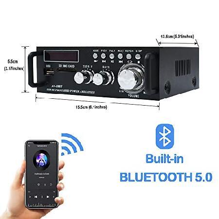 Wireless Bluetooth 5.0 Stereo Amplifier System 200W Hi-Fi Dual Channel Sound Power Audio Receiver w USB, SD Card, FM Radio for Home Spea(並行輸入品)