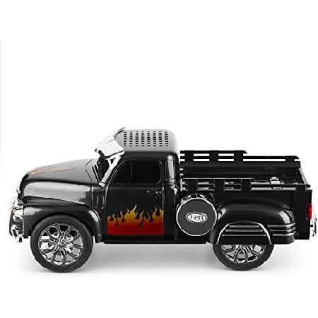 北川景子 QFX BT-1953 Hot Rod Pick Up Truck Replica Speaker with Built-in Microphone， Led Party Lights， FM Radio， Black(並行輸入品)