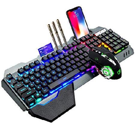 Wireless Gaming Keyboard and Mouse,RGB Backlit Rechargeable Keyboard Mouse （並行輸入品）
