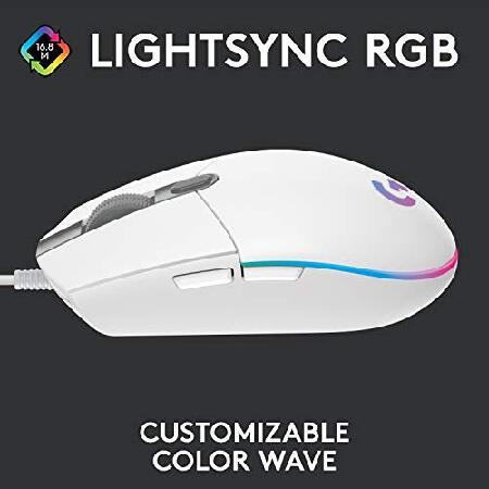 Logitech G102 Light Sync Gaming Mouse with Customizable RGB Lighting, 6 Programmable Buttons, Gaming Grade Sensor, 8 k dpi Tracking,16.8mn Color, Ligh｜olg｜02