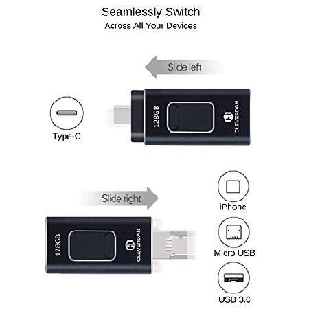 販売質屋 [4-in-1] iPhoneとAndroid 128GB フォトスティック USB 3.0 フラッシュドライブ すべてのデバイスに対応 iPhone iPad Samsung Android Pixel LG PC (並行輸入品)