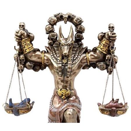 【並行輸入品】 Ebros 古代エジプトの死神とミイライゼーションアヌビス アンク 十字架 祭壇 バランススケール オーストリッチの羽の置物 高さ9インチ_3
