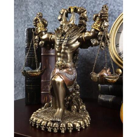 【並行輸入品】 Ebros 古代エジプトの死神とミイライゼーションアヌビス アンク 十字架 祭壇 バランススケール オーストリッチの羽の置物 高さ9インチ_5