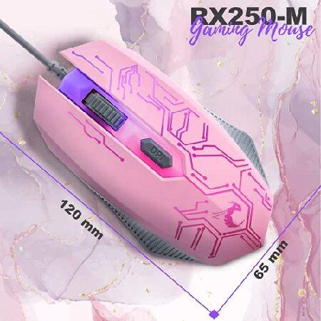 ピンク ゲーミングキーボードとマウス ヘッドセット ヘッドフォンとマウスパッド 有線 LED RGBバックライトセット ピンク PCアクセサリー ゲーマー(並行輸入品)｜olg｜04