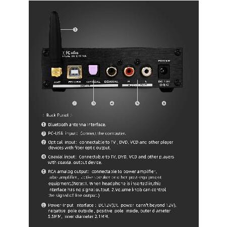 FX-Audio DAC-X6 MKII Bluetooth 5.0 Digital Audio Decoder DAC 24-bit/192kHz USB/Coaxial/Optical Headphone Amp Mini HiFi Pre-Amplifier Black(並行輸入品)｜olg｜05