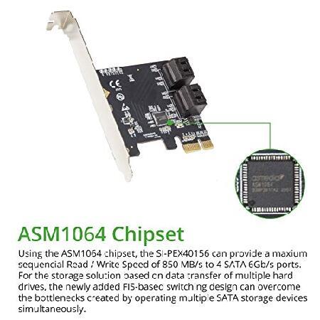 CREST 4ポート SATA III PCI-e 3.0 x1 拡張カード 非RAID ロープロファイルブラケット付き ASMedia 1064 【コンピューターゲーム】 SI-PEX40156(並行輸入品)