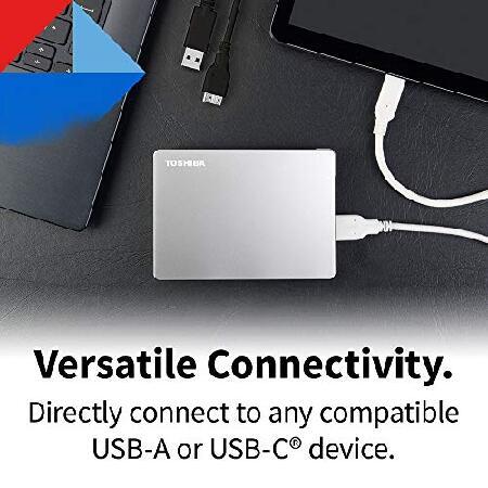 【並行輸入品】 Toshiba Canvio Flex 1TB ポータブル外付けハードドライブ USB-C USB 3.0 シルバー PC Mac タブレット用 HDTX110XSCAAの画像