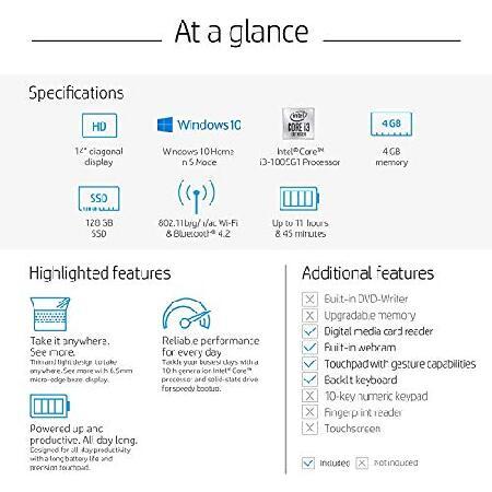 【並行輸入品】 HP 14インチ ノートパソコン 第10世代 Intel Core i3-1005G1 4GB SDRAM 128GB ソリッドステートドライブ Windows 10 Home Sモードブラックの画像