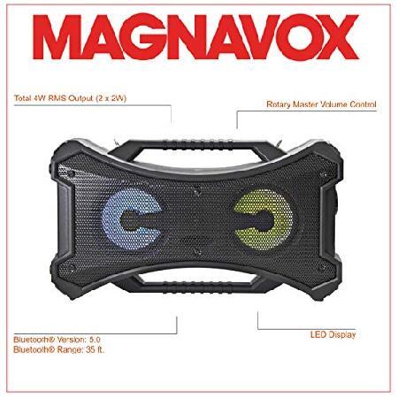 海外注文 Magnavox MMA3834 Portable Stereo Speaker with FM Radio， Color Changing Lights， and Bluetooth Wireless Technology in Black | AUX Port Suppo(並行輸入品)