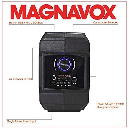 海外注文 Magnavox MMA3834 Portable Stereo Speaker with FM Radio， Color Changing Lights， and Bluetooth Wireless Technology in Black | AUX Port Suppo(並行輸入品)