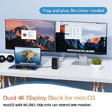 【並行輸入品】 USB C Docking Station Dual Monitor for MacBook Pro， 15 in 1 USB C Laptop Docking Station Dual Monitor HDMI for MacBook Pro Air with 2_1