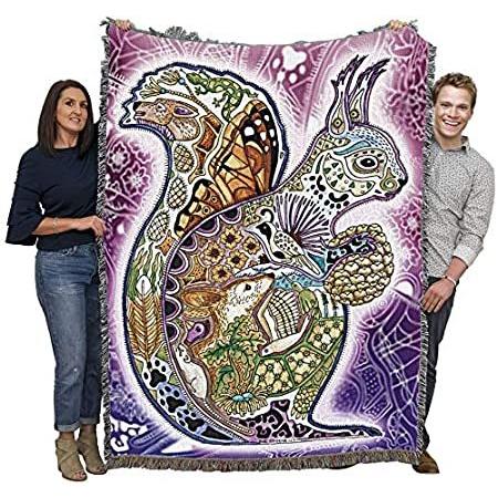 若者の大愛商品 Squirrel - - Throw Blanket Woven Cotton - Coccia Sue - Totem Spirits Animal 毛布、ブランケット