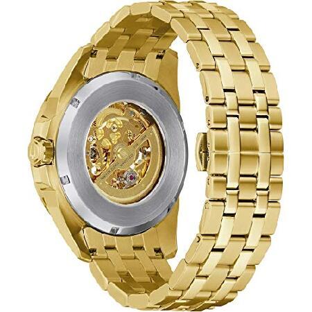 【並行輸入品】 Bulova メンズ サットン クロノグラフ 自動巻き ゴールドトーン 腕時計 | 97A162, ゴールドスケルトン, モダンの画像