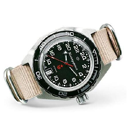 【並行輸入品】 VOSTOK | Komandirskie 650541 GMT 自動巻きダイバー腕時計, ベージュ, ミリタリー。の画像
