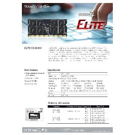 並行輸入品】 TEAMGROUP Elite DDR4 16GB Kit (2 x 8GB) 3200MHz PC4