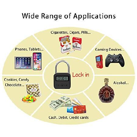 南京錠 チェーンロック タイマー式」の人気商品一覧 | 安い商品を通販サイトから探す - 価格.com 3X メタルタイマーロック LCDディスプレイ 多機能 電子時間 99時間 最大タイミング USB充電式タイマー南京錠、ブラック