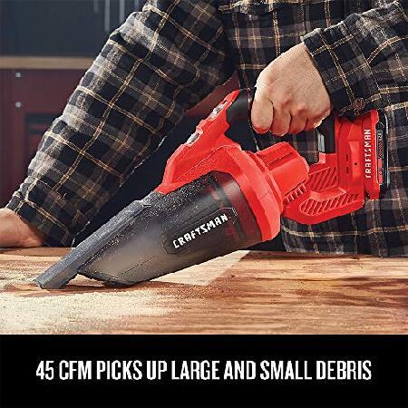 【並行輸入品】 Craftsman V20 Cordless Hand Vacuum, 45 CFM, 2 Stage Filtration System with Filter, Battery and Charger Included (CMCVH001C1)の画像