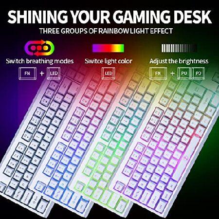 【正規品】の通販 ZJFKSDYX C104 Wireless Gaming Keyboard and Mouse Combo， Waterproof 104 Keys US Layout RGB Backlit Rechargeable Mechanical Feel Ergonomic Keyboard and