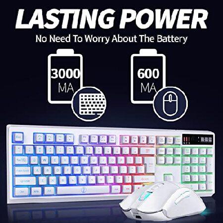 【正規品】の通販 ZJFKSDYX C104 Wireless Gaming Keyboard and Mouse Combo， Waterproof 104 Keys US Layout RGB Backlit Rechargeable Mechanical Feel Ergonomic Keyboard and