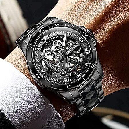 【並行輸入品】 スイスブランド 自動巻き メンズウォッチ ラグジュアリー スケルトン 腕時計 機械式 自動巻き サファイアクリスタル タングステン スチールの画像