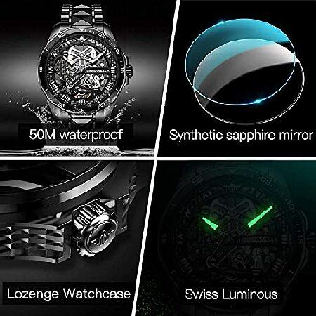 【並行輸入品】 スイスブランド 自動巻き メンズウォッチ ラグジュアリー スケルトン 腕時計 機械式 自動巻き サファイアクリスタル タングステン スチールの画像