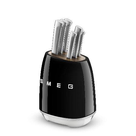 Smeg ブラックステンレススチールナイフブロックセット(並行輸入品 