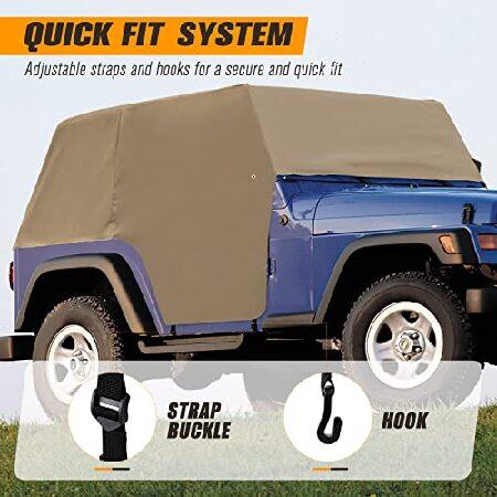 日本仕様正規品 SAN HIMA Jeep Covers Waterproof 2 Door Compatible with Jeep Wrangler TJ (2 Door) 1997-2006， UV Protection 3-Layer Reinforced Cab Cover， All Weather Tr