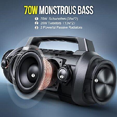 Bluetooth Speakers, W-KING 70W Waterproof Bluetooth Speaker Loud, Vivid Lights/Mic Slot/Deep Bass/Stereo Sound/42H Play/TF/EQ/Power Bank, (並行輸入品)｜olg｜02